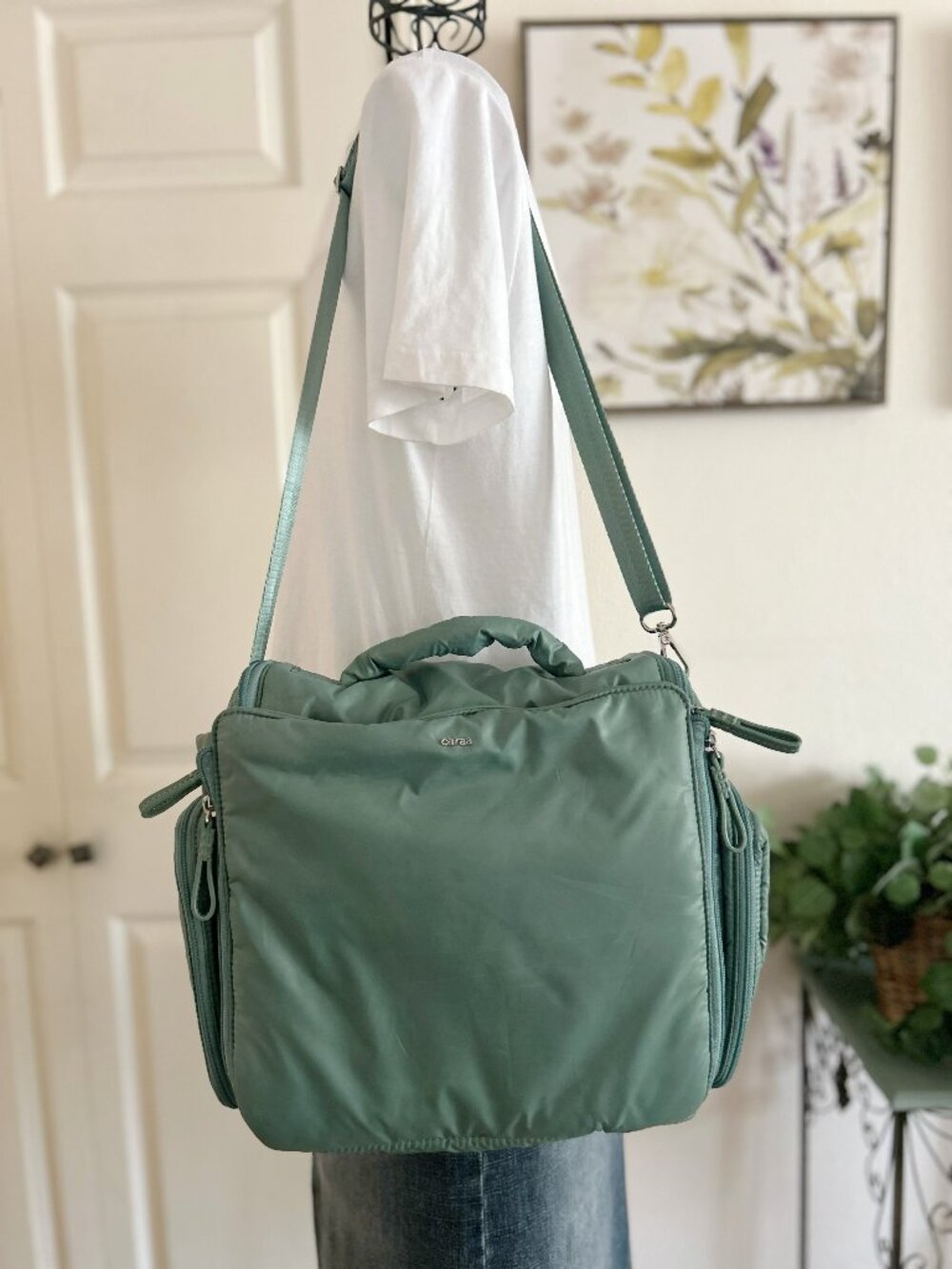 Caraa Green Baby Diaper Crossbody Bag Convertible Insulated Luxury Travel Bag